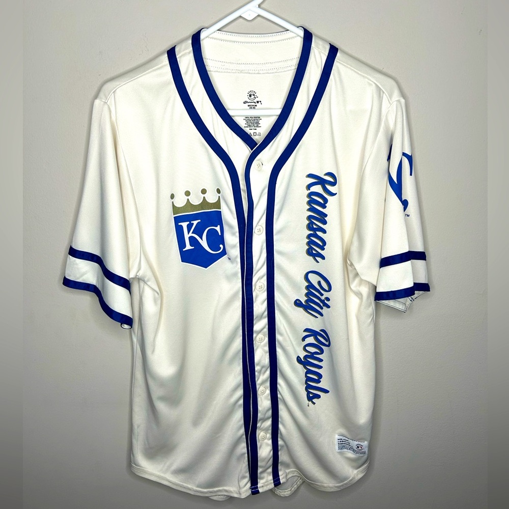 Vintage Kansas City Royals Jersey Button Up Short Sleeve KC MLB Dynasty Medium